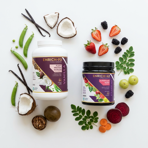 The Enrich Stack – Enrich 42 and Enrich P3 complete morning nutrition system